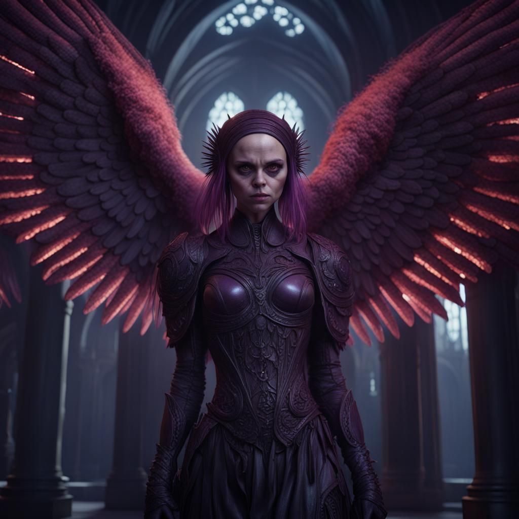 Christina Ricci as Creepy Dark Angel in Hyperreal Style