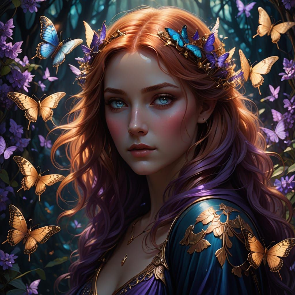 Ethereal Aasimar Goddess with Celestial Wings and Butterfly ...