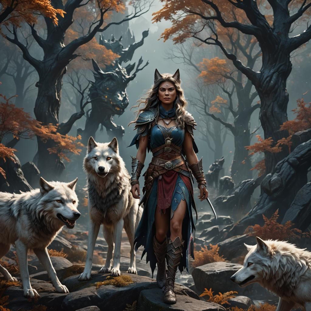 Beautiful Wolfwoman Fantasy Concept Art