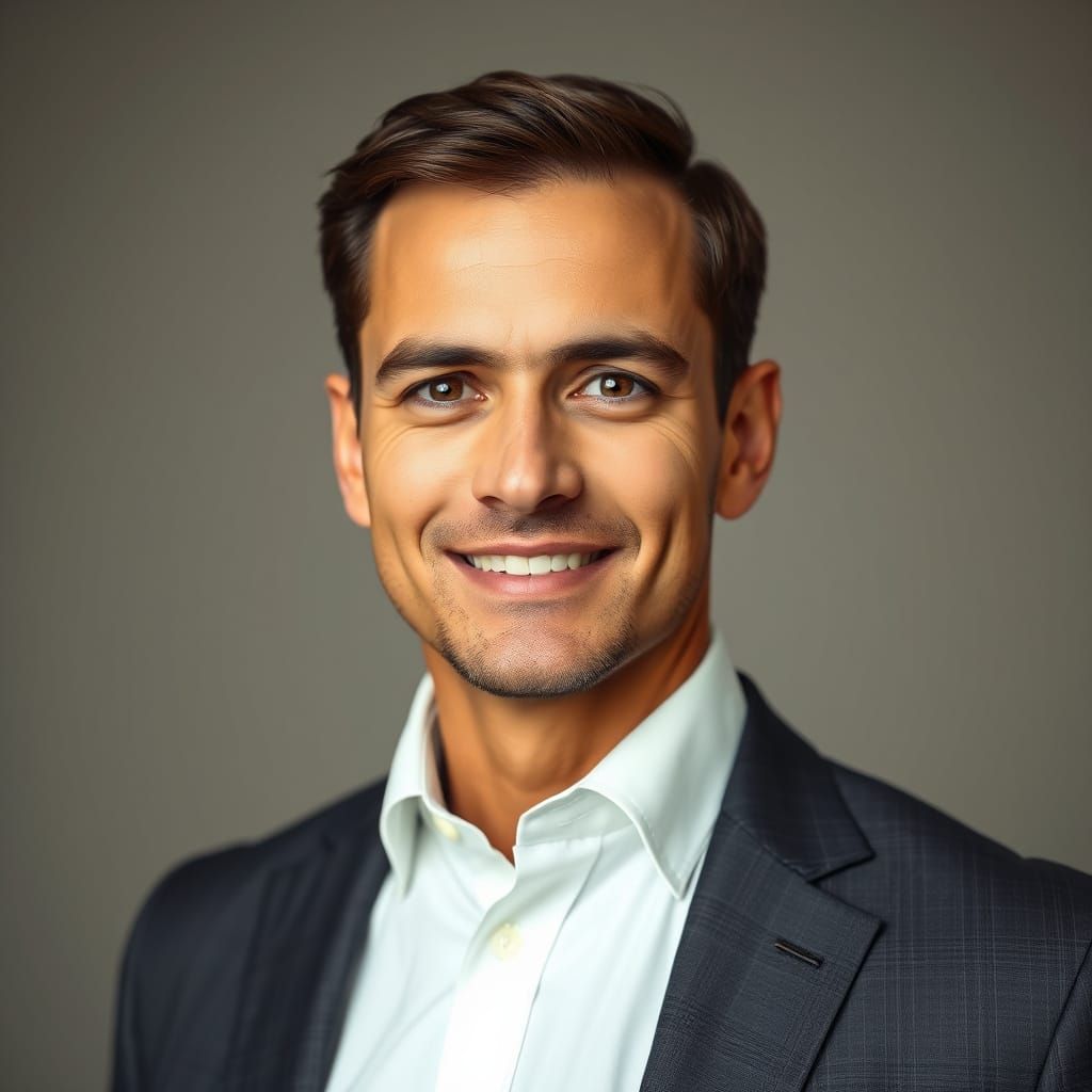 Confident Businessman in Studio Lighting