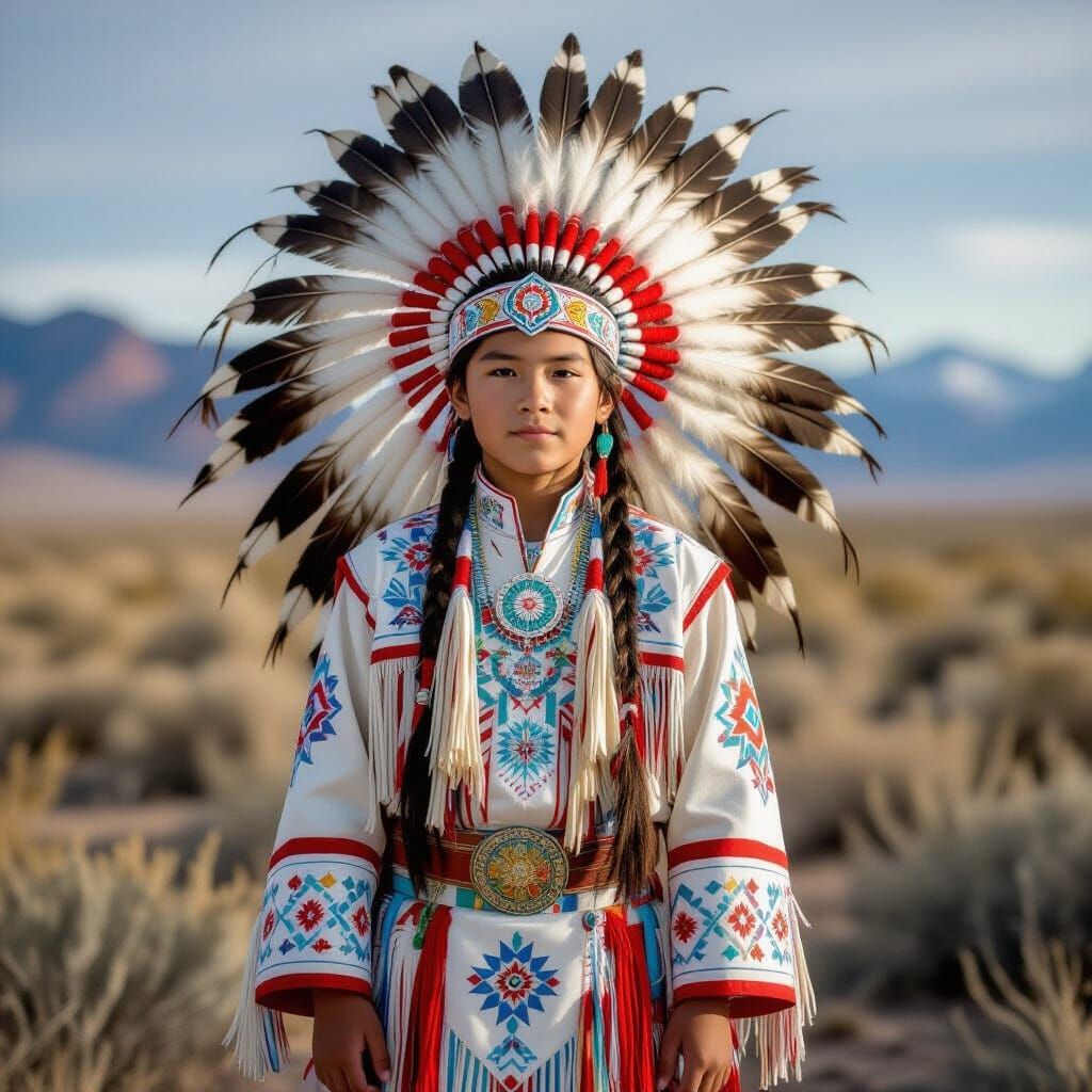 Navajo Two-Spirit Boy Making Eagle Feather Fan