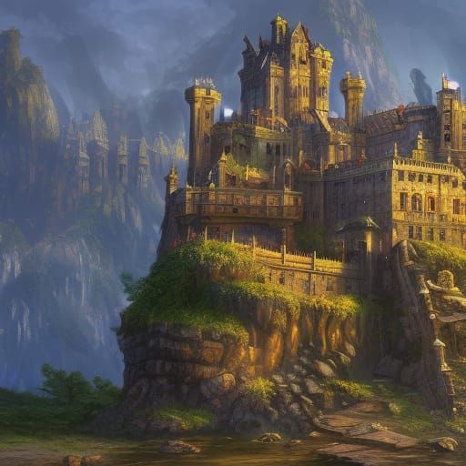 Earthquake Shatters Castle in Detailed Digital Painting