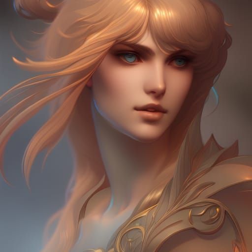 Stained Glass Swan Art Nouveau Portrait