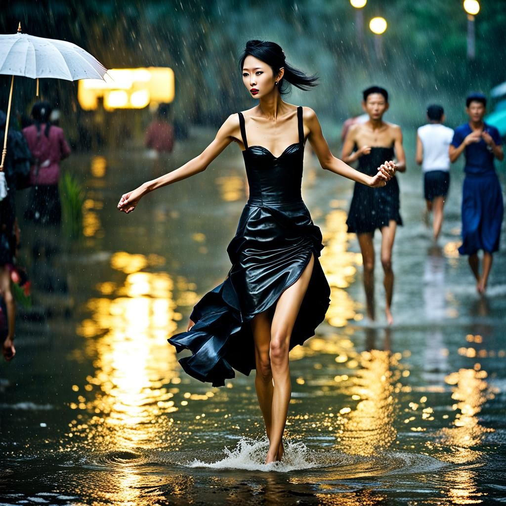 Chinese Supermodel in Thailand Hailstorm