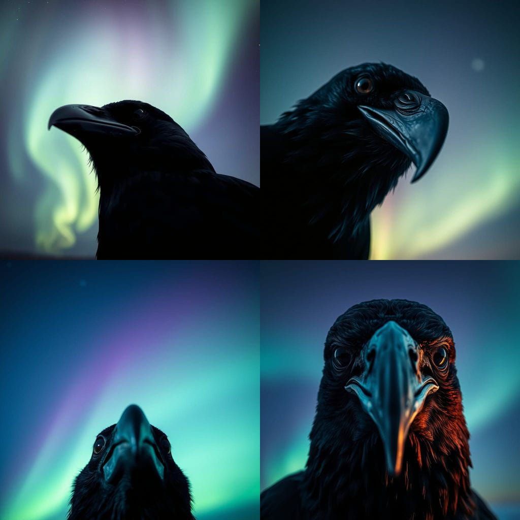 Ravens in Ethereal Northern Lights
