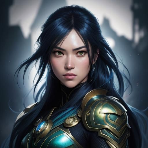 Neon Ninja Portrait in Manga Style