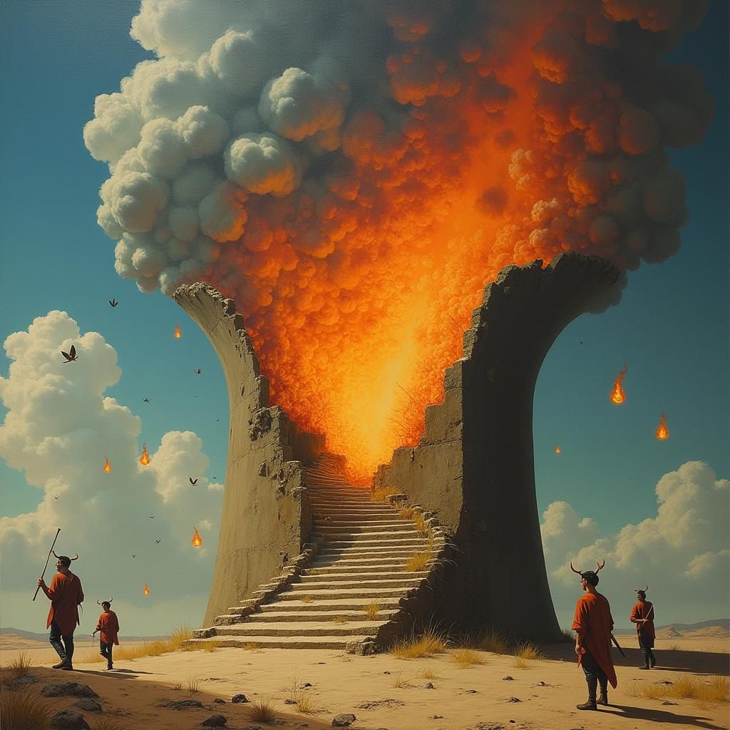 Surreal Melting Candle with Floating Matches