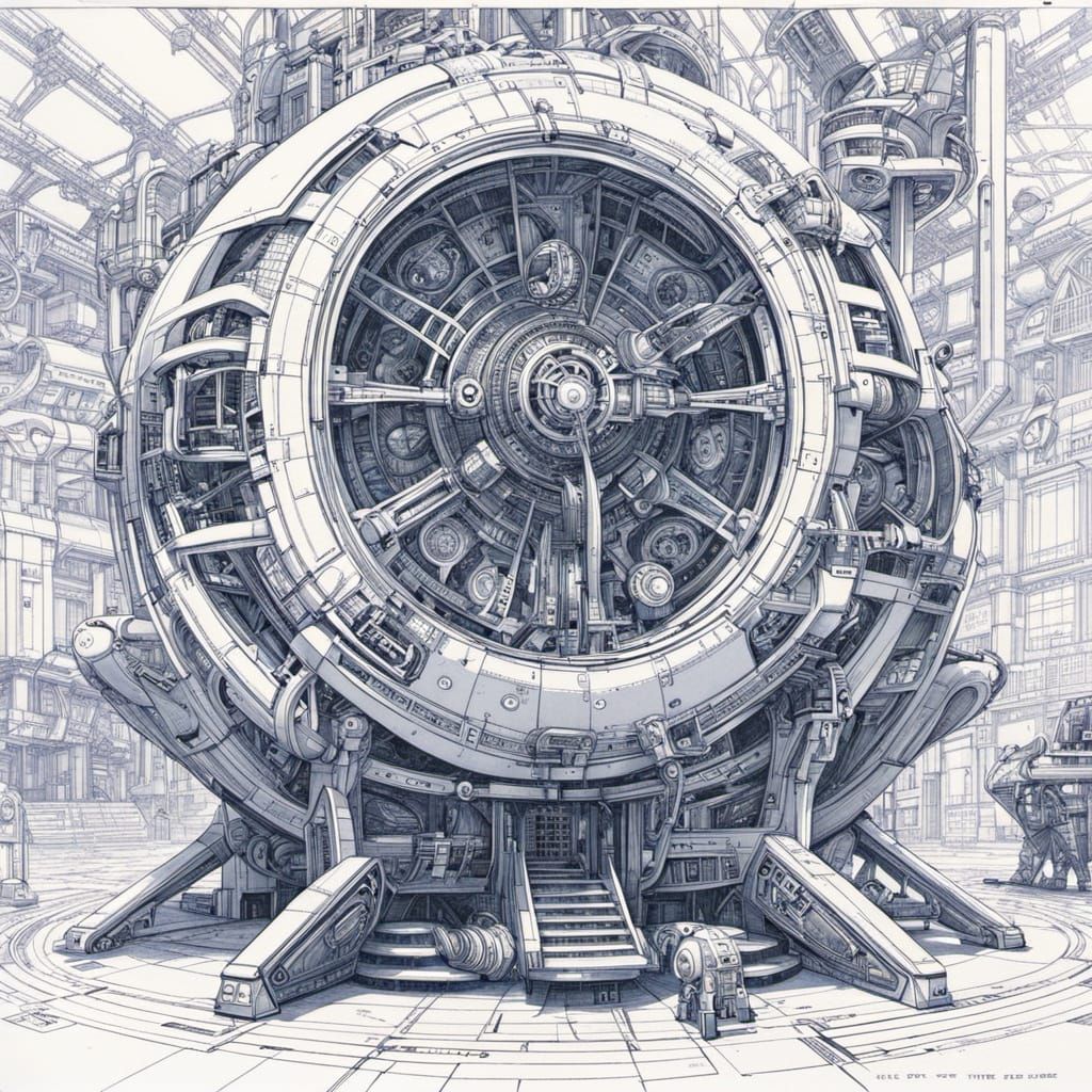 Time Machine Blueprint with Steampunk and Sci-Fi Elements