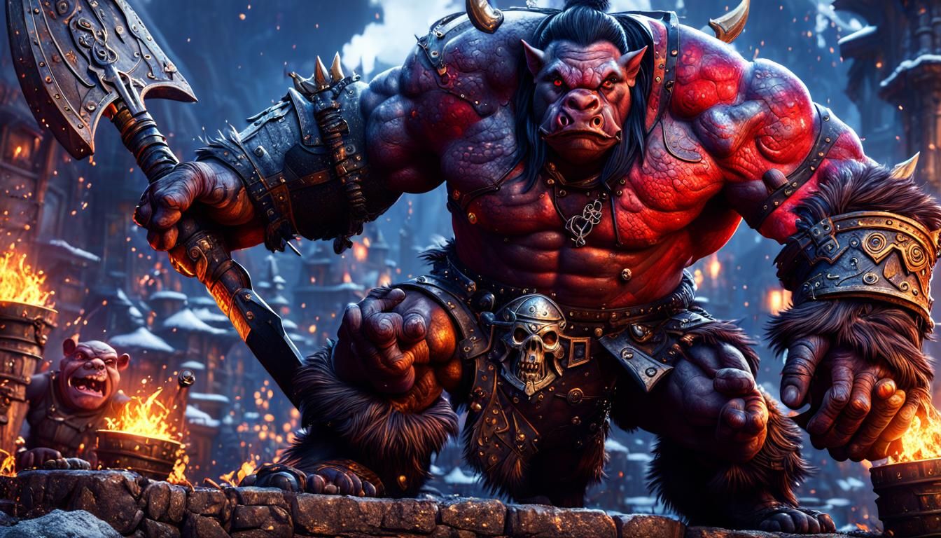 Pig-Faced Orc Fantasy Character in Detailed Digital Art