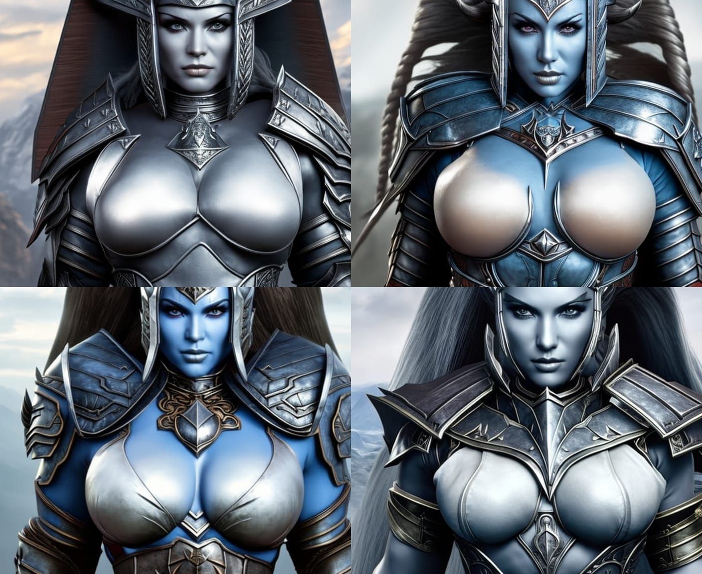 Fantasy Warrior Woman in Full Plate Armor