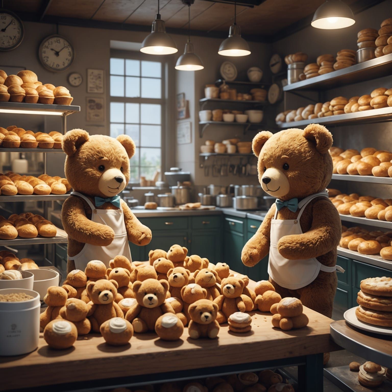 Teddy Bears Baking: Anime Cel-Shaded Art