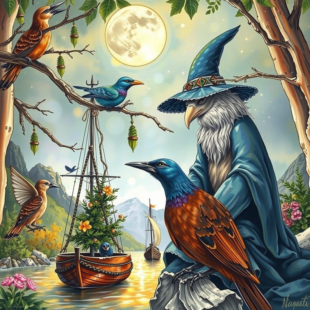 Ethereal Watercolor Dreamscape with Sailboats and Whimsical ...