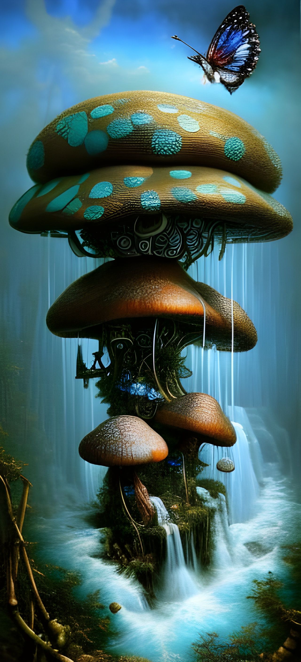 Mushroom Metropolis in Turquoise Wonderland