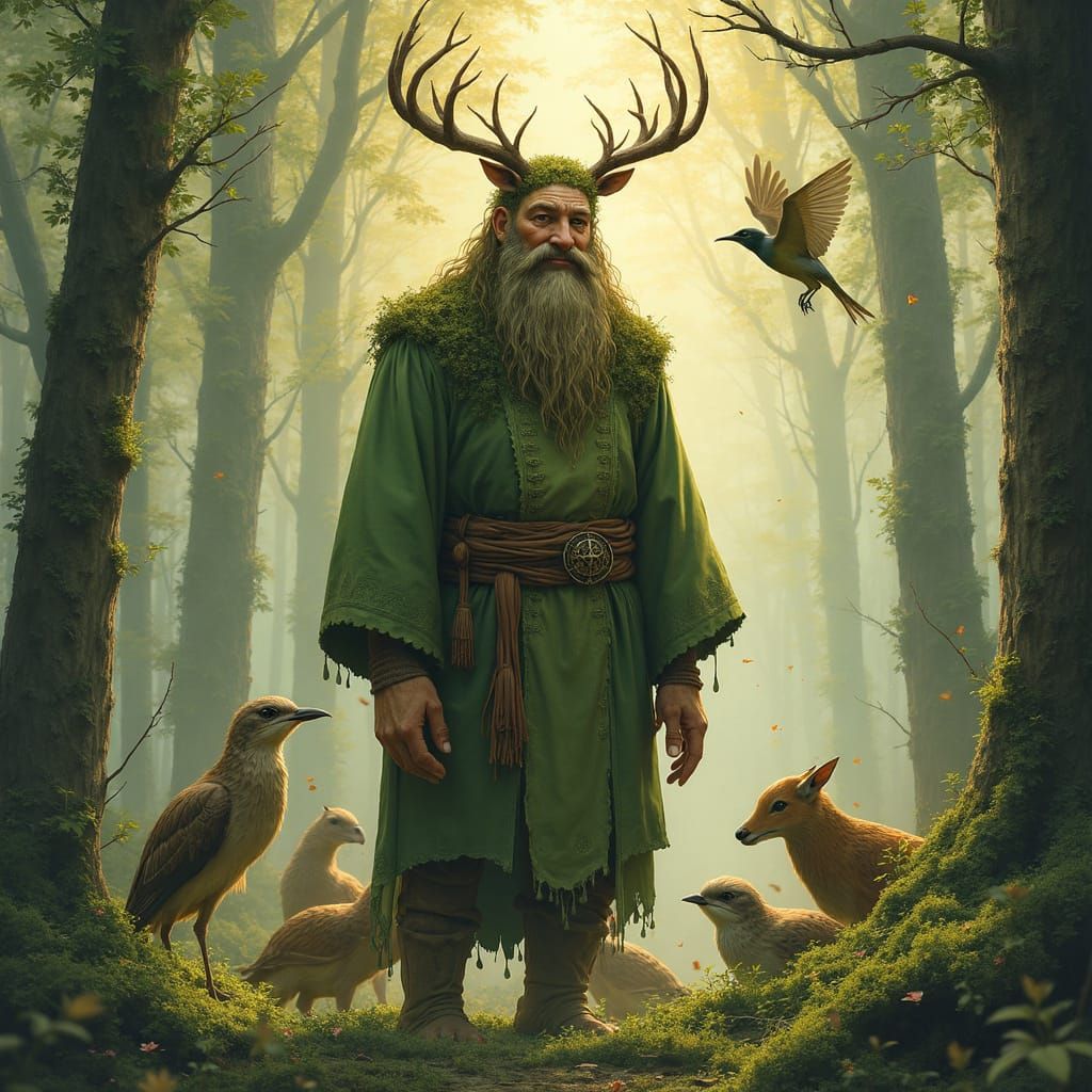 Ukrainian Forest Spirit Lysovyk in Magical Light