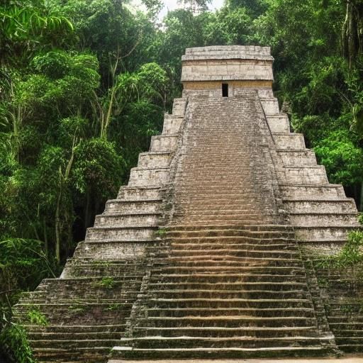 Ancient Mayan Temple Amidst Lush Jungle Canopy