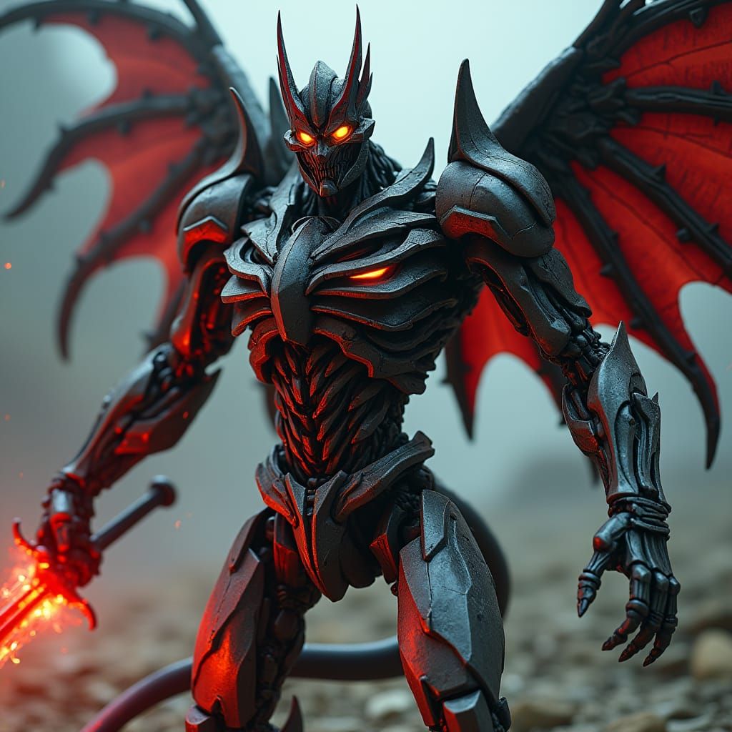 Cyberpunk Decepticon with Sharp Wings and Sword