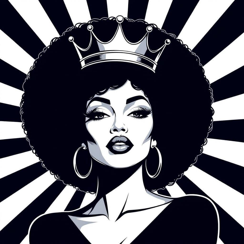 Empowering Black Woman with Afro, in Retro Pop Art Style