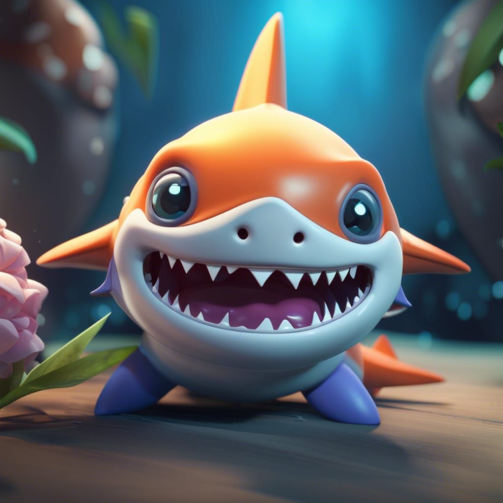 Cute Chubby Shark in 3D Game Style