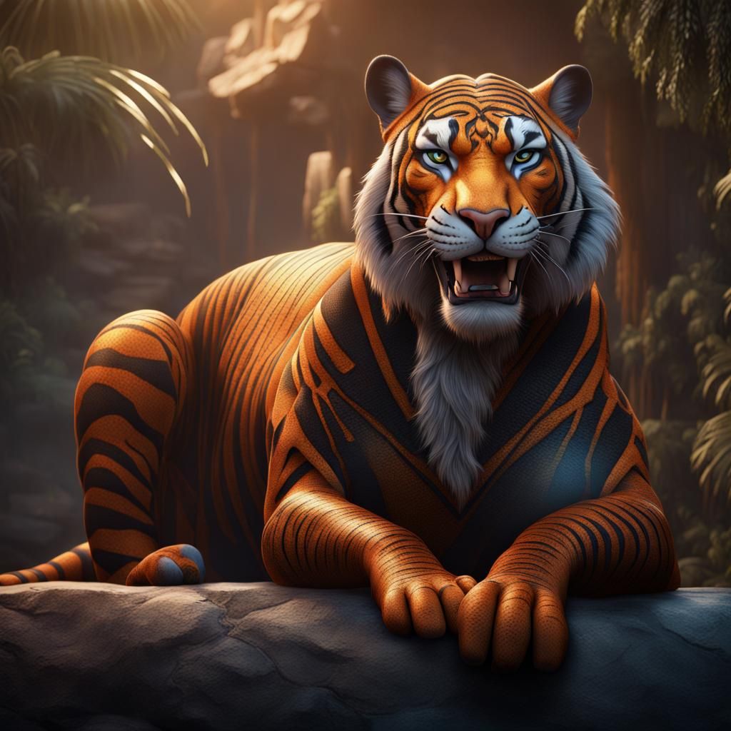 Photorealistic Shere Khan in Disney Style