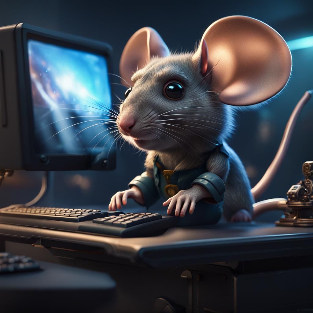 Cute Mouse Gamer in Detailed Matte Painting
