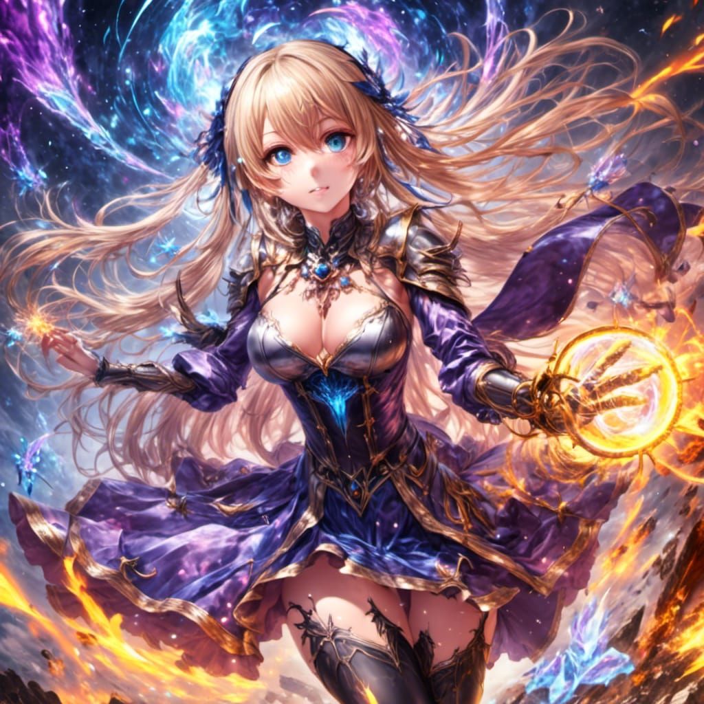 Anime Style Female Wizard Character Art