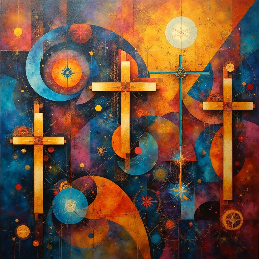 Fractured Sacred Geometry in Vibrant Abstraction