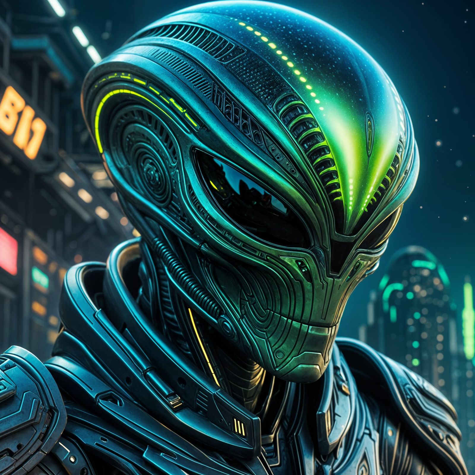 Armored Alien Warrior with Realistic Skin