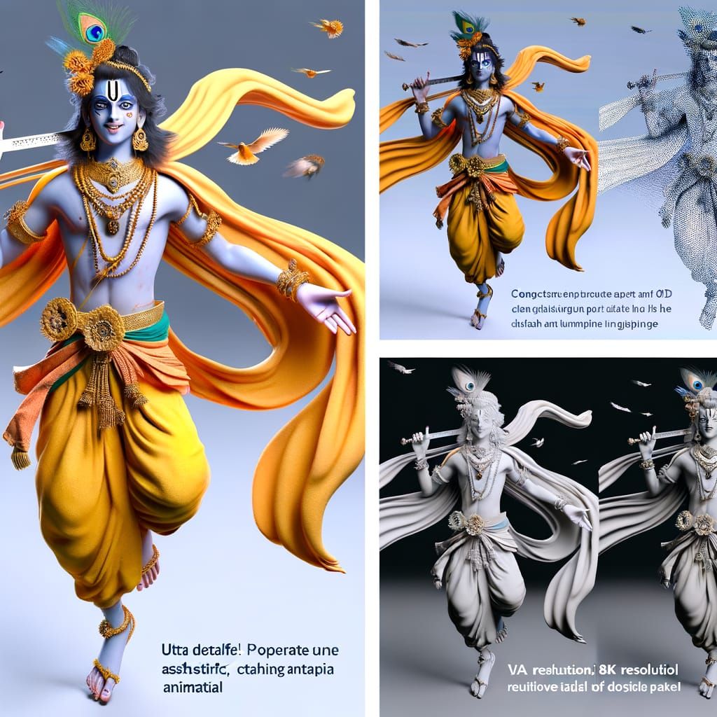 Lord Krishna Concept Art in 3D Digital Style