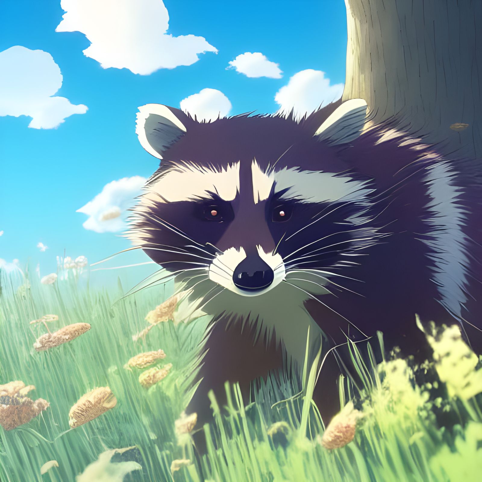 Raccoon in Studio Ghibli Anime Style