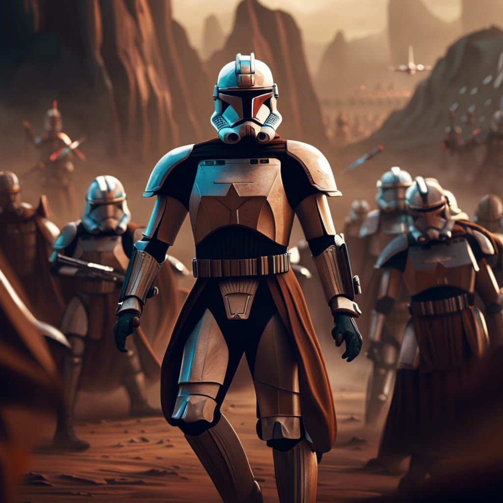 Clone Troopers Led into Battle: Detailed Matte Painting