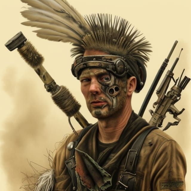 Post-Apocalyptic Hunter Portrait in Dieselpunk Style