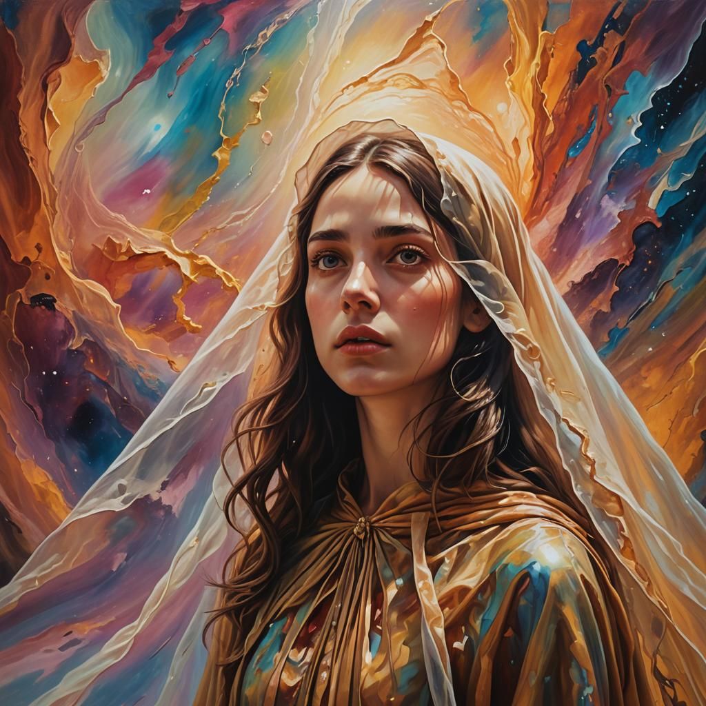 Surreal Girl at Veil to Another Dimension