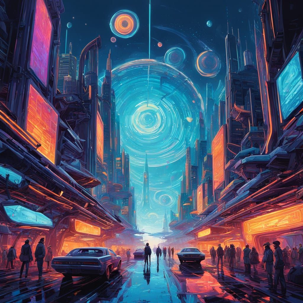 Vibrant Neon Dreamscape in Psychedelic Style