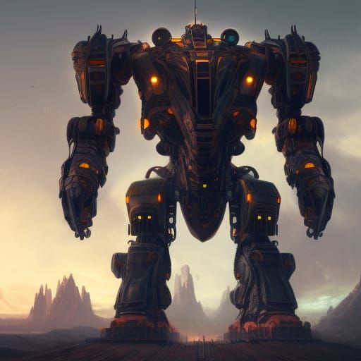 Epic Giant Mech Full Body Portrait in 8K