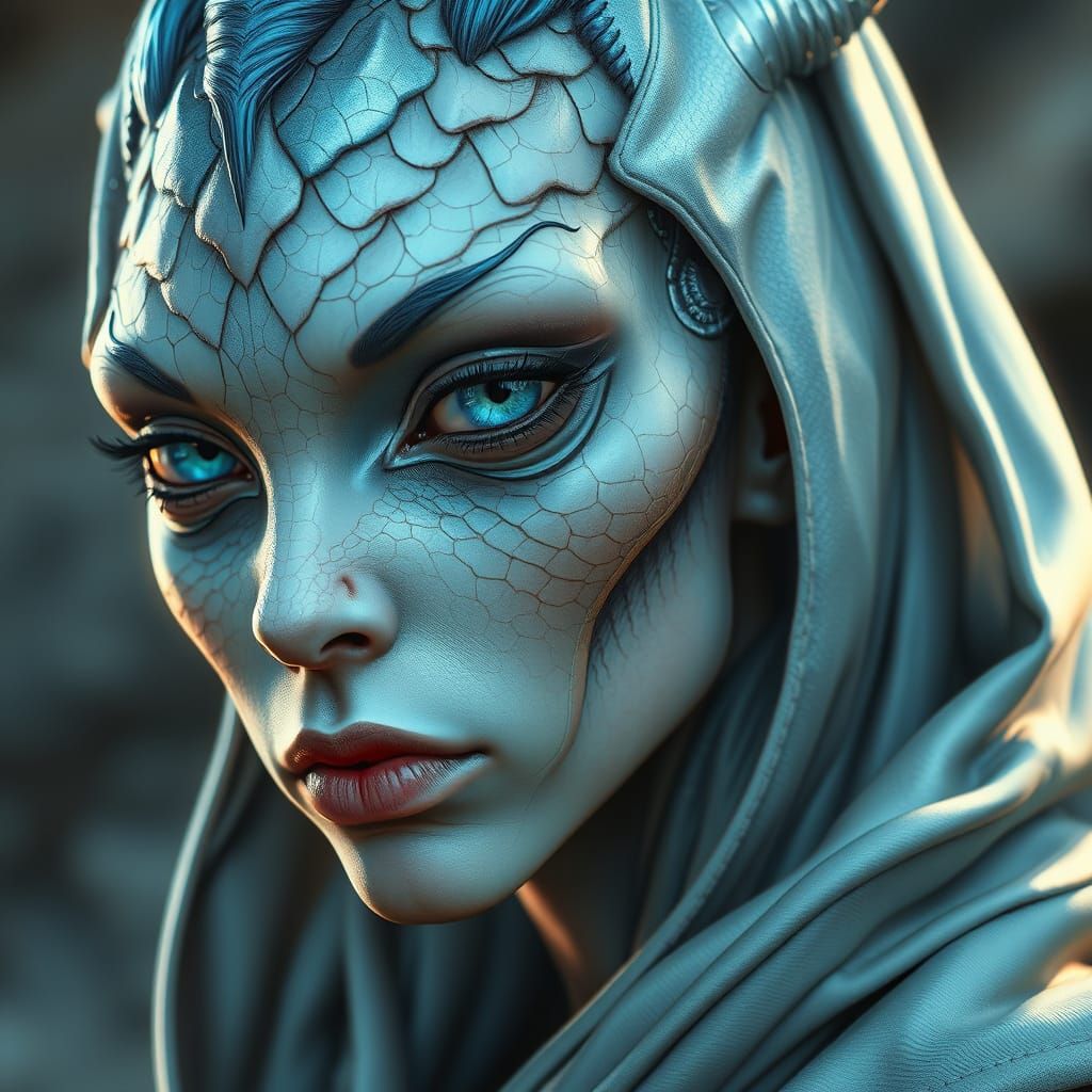 Alien Woman Portrait with Futuristic Lighting