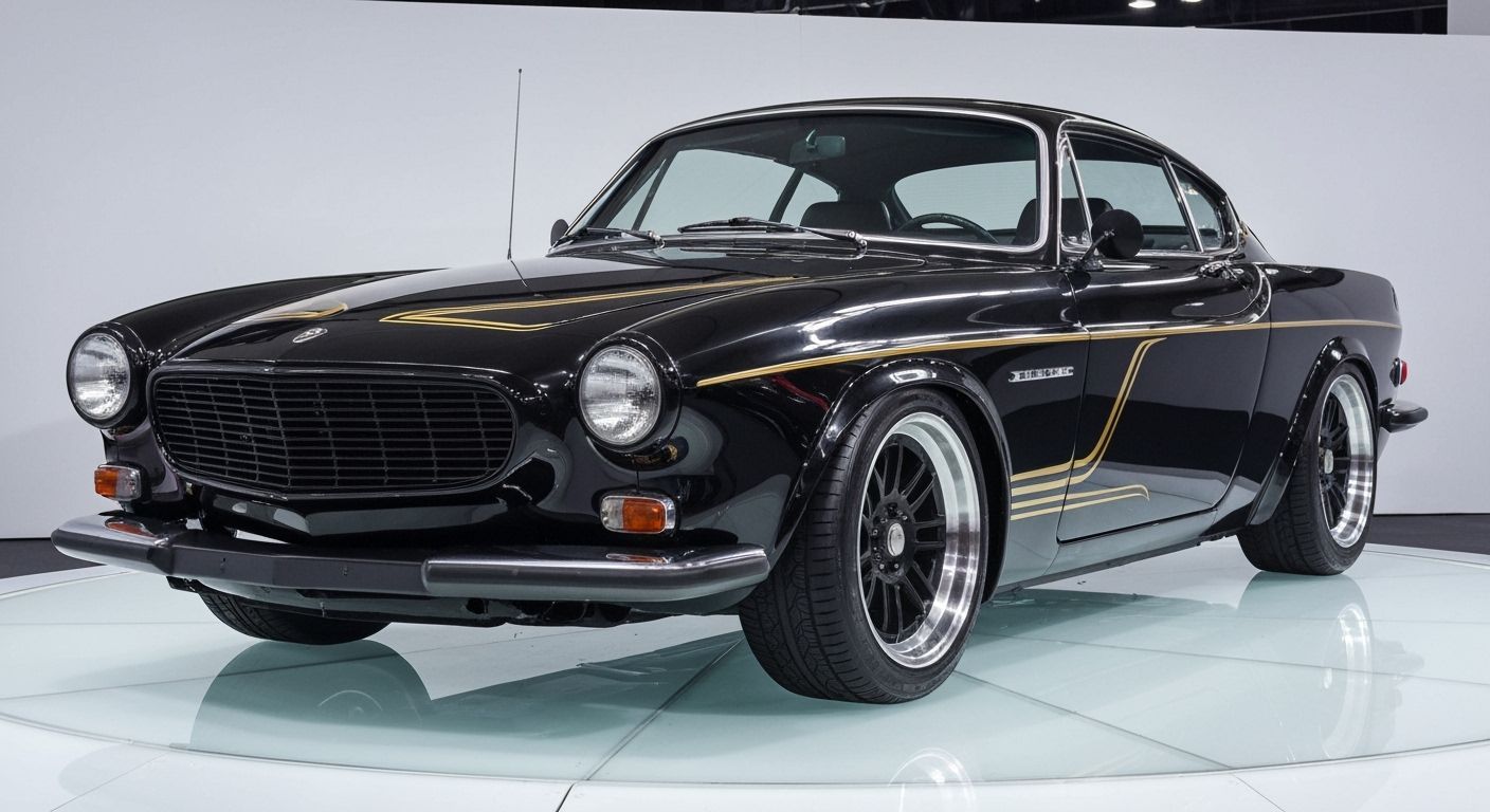 Restomod 1970 Volvo 180E with Custom Black and Gold Livery