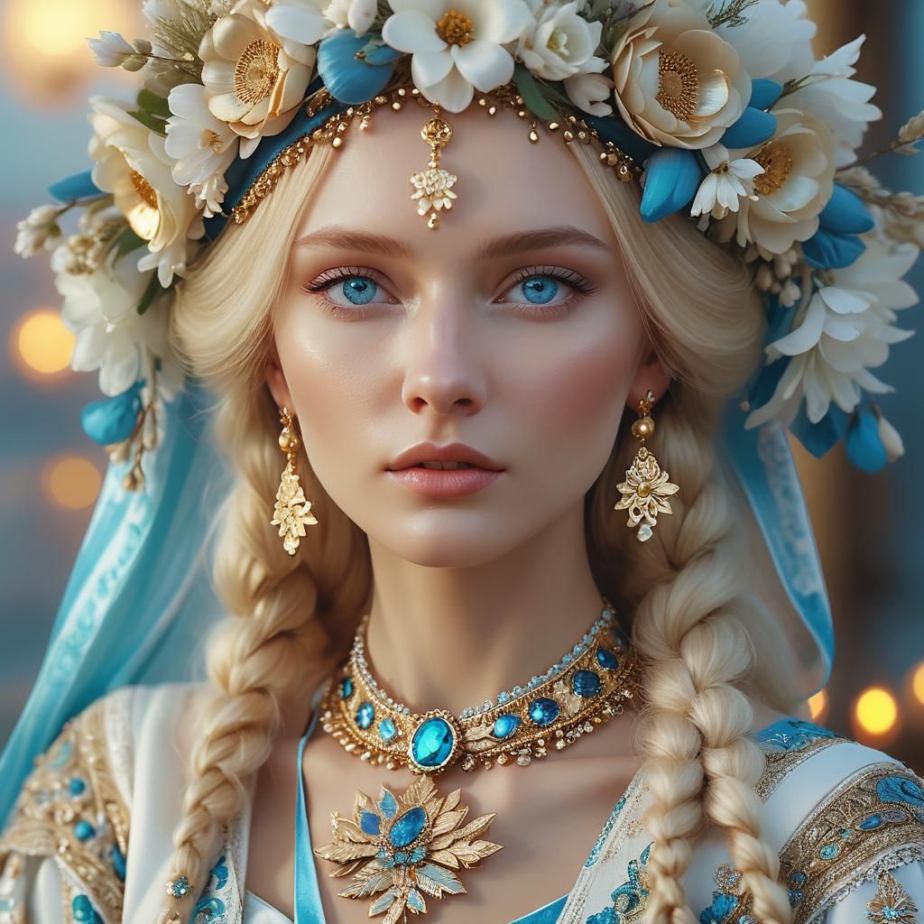 Mythical Realism Portrait of Slavic Girl