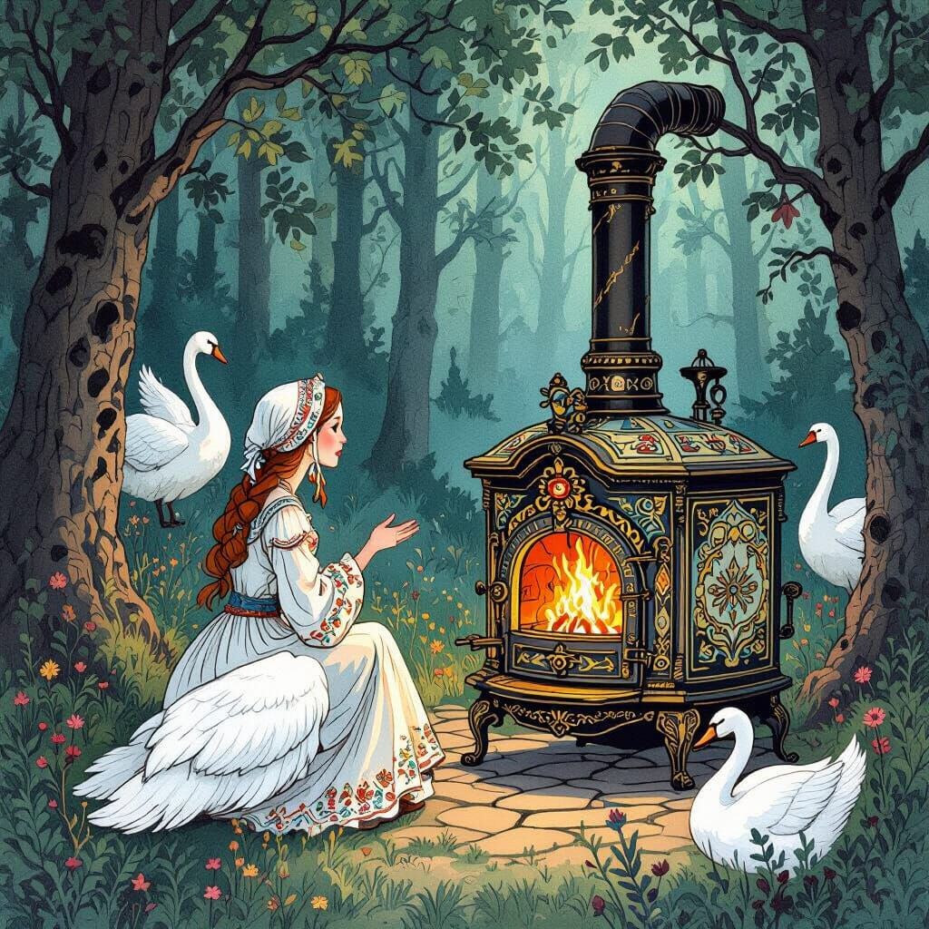 Masha and Magical Stove in Enchanted Forest
