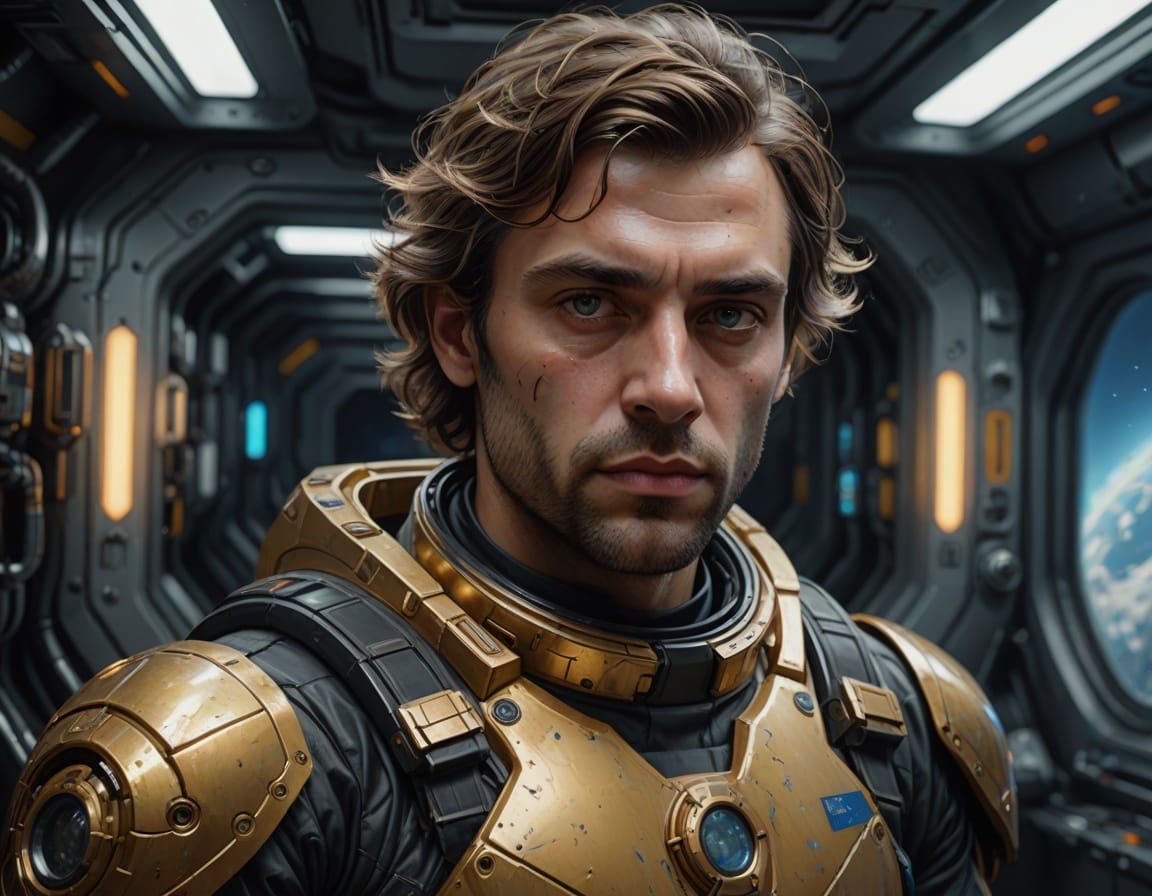 Hyperrealistic Academicist Oil Portrait of a Space Pilot in ...