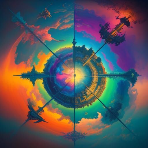 Surreal Penthouse View in Triadic Colors