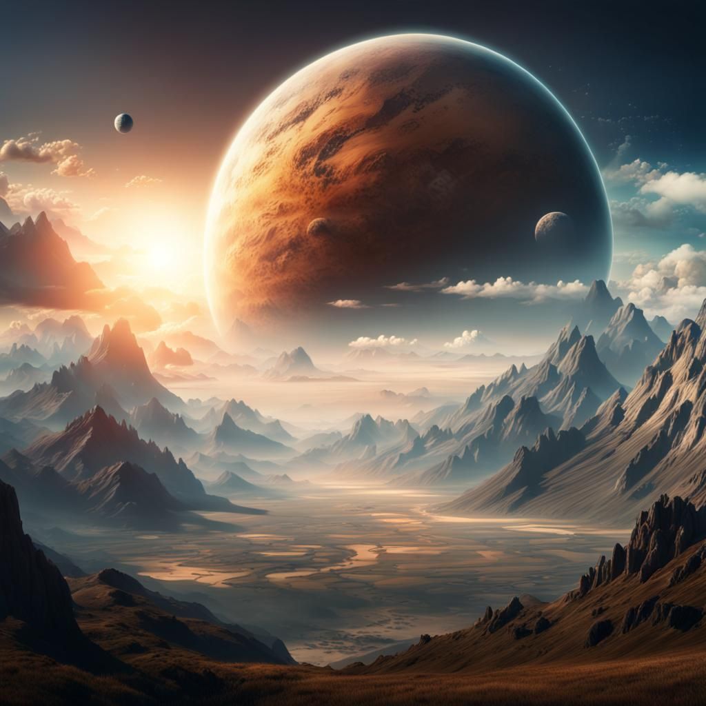 Epic Planetscape in Mountainous Terrain