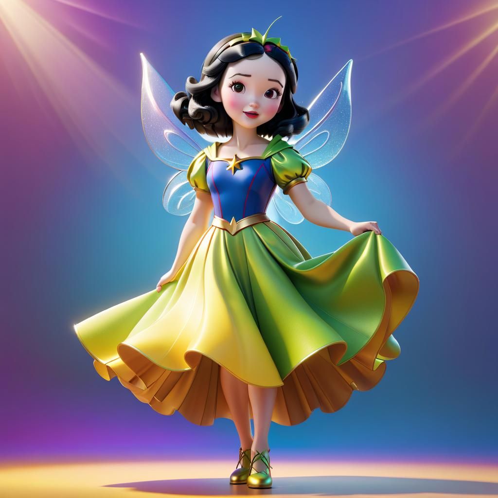 Snow White in Tinkerbell Dress: 3D Digital Art