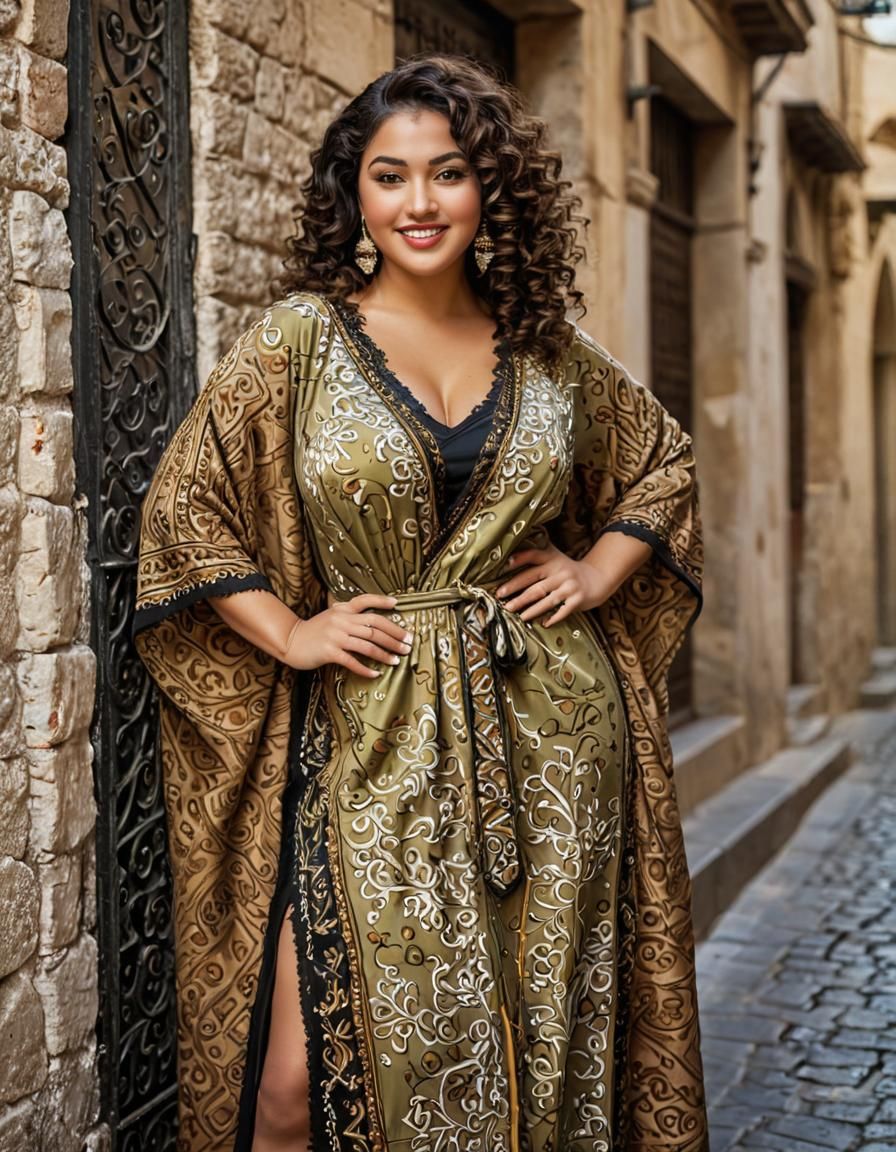 Algerian Woman Portrait in Traditional Kaftan