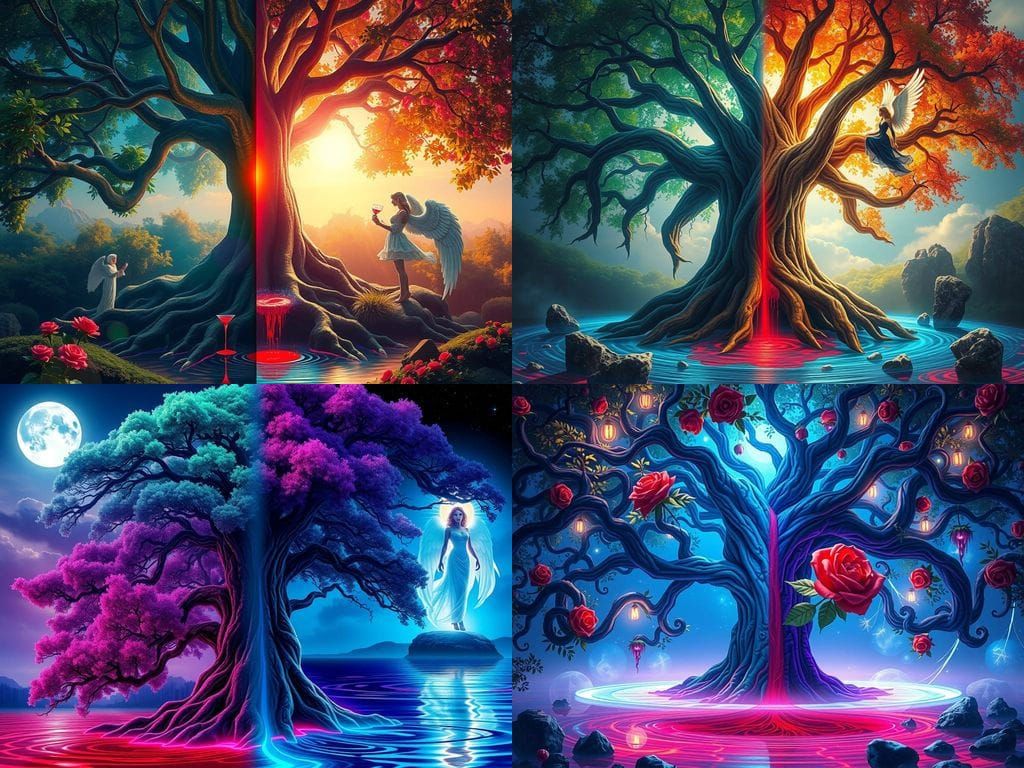 Ethereal Tree of Life in Neon Dreamscape
