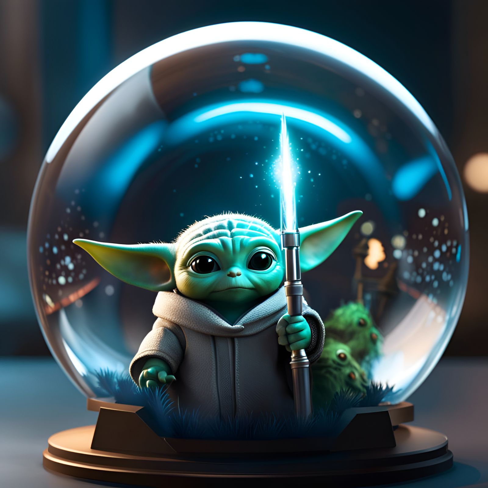 Baby Yoda's Escape: Mandalorian Helmet Diorama