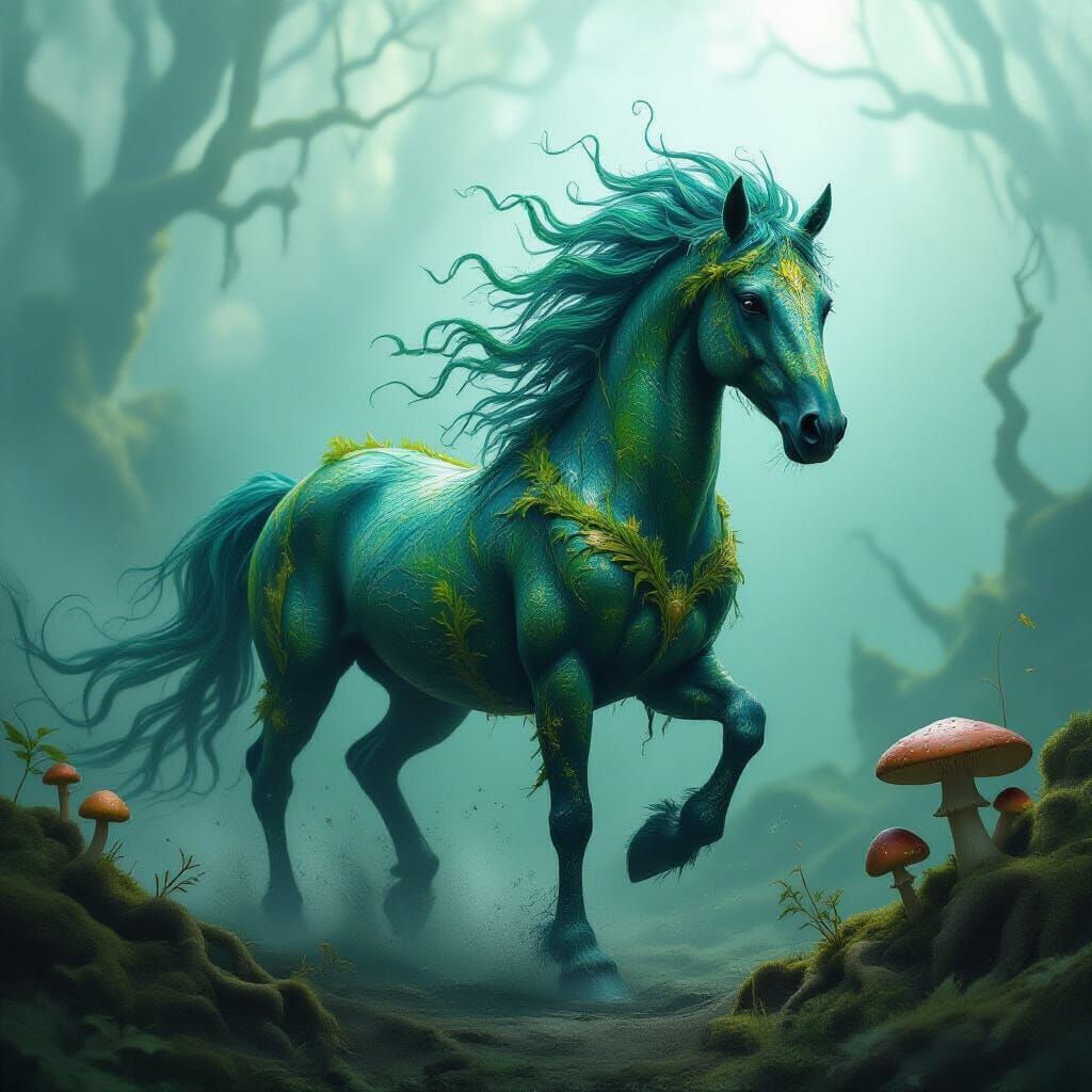 Mythical Kelpie and Wood Sprite Fusion Art