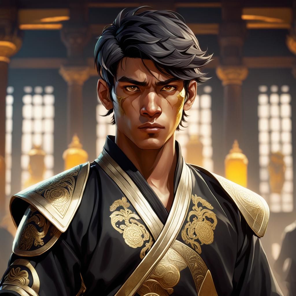 Boy in Martial Arts Attire, Hyperdetailed Portrait