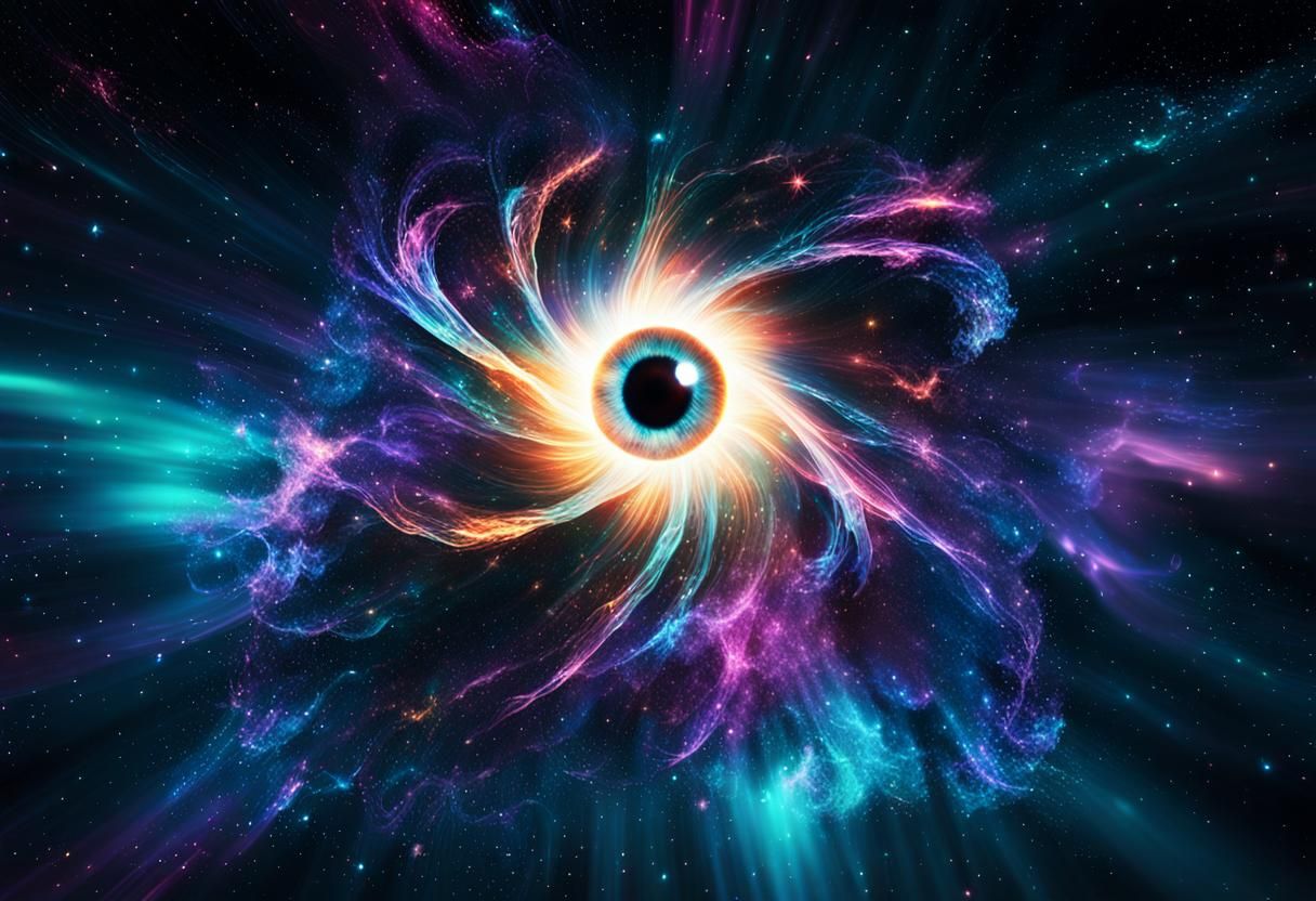 Cosmic Manga Star with Ethereal Eye in Space