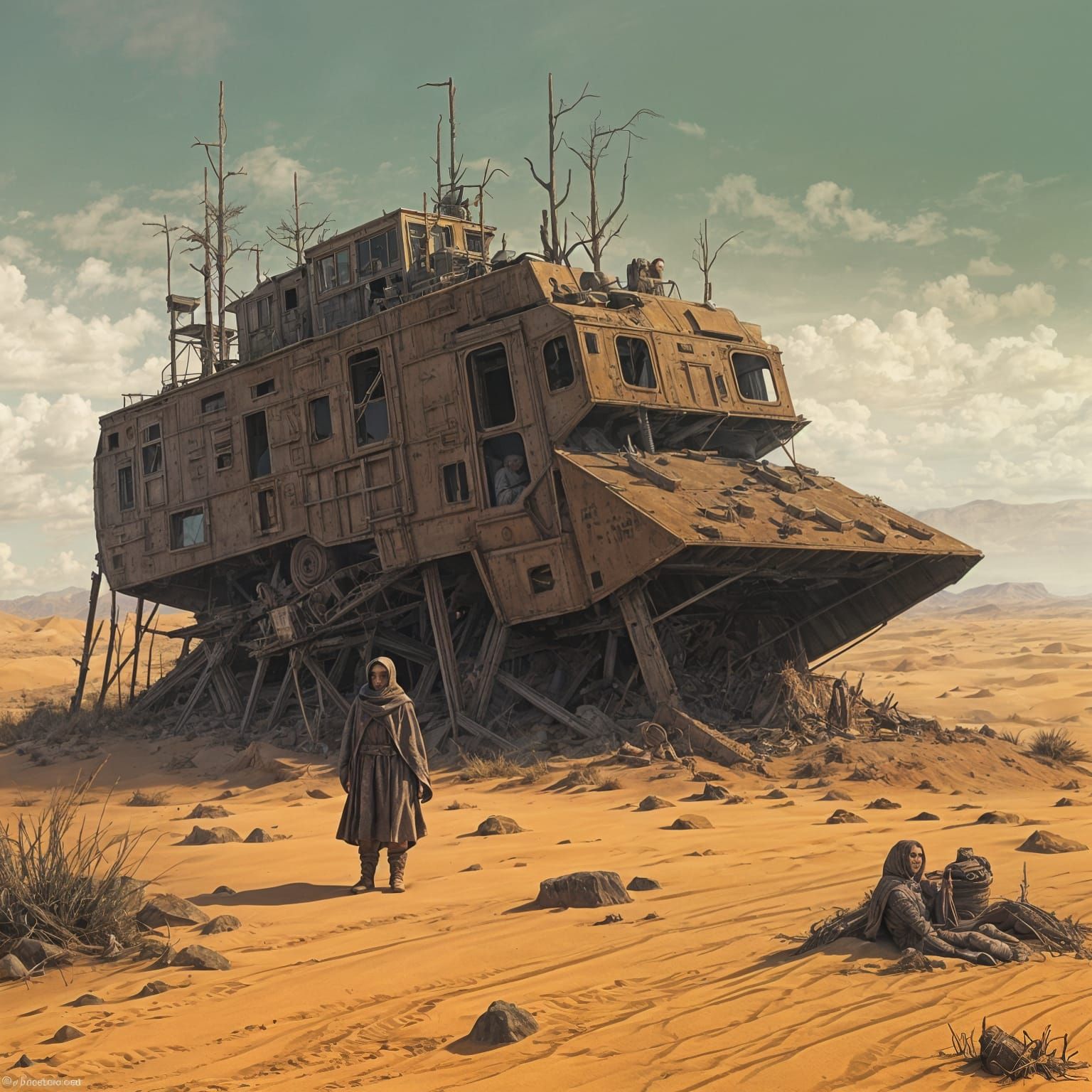 Post-Apocalyptic Desert Warrior in Camouflage Armor