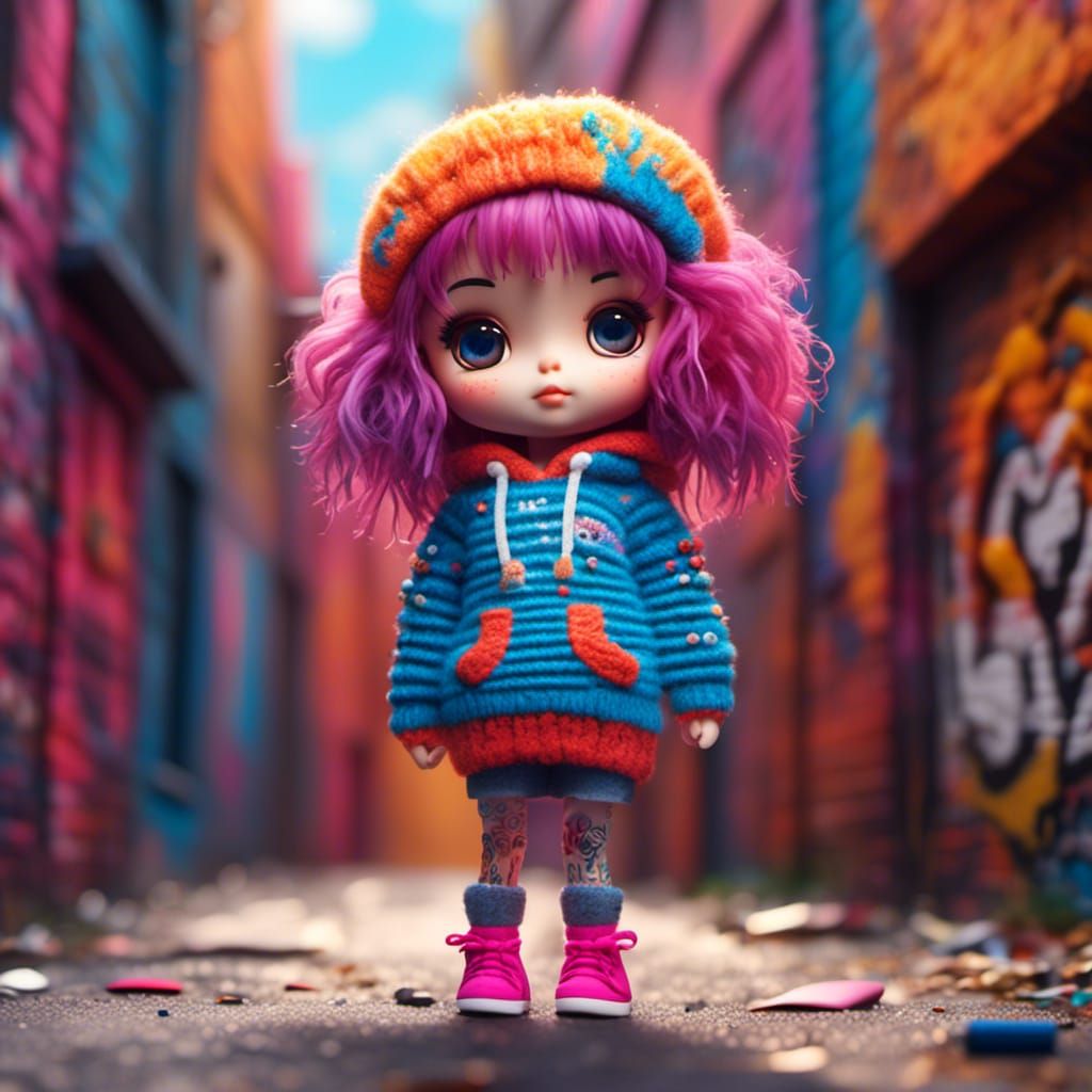 Cute Chibi Doll in Urban Fashion Photo